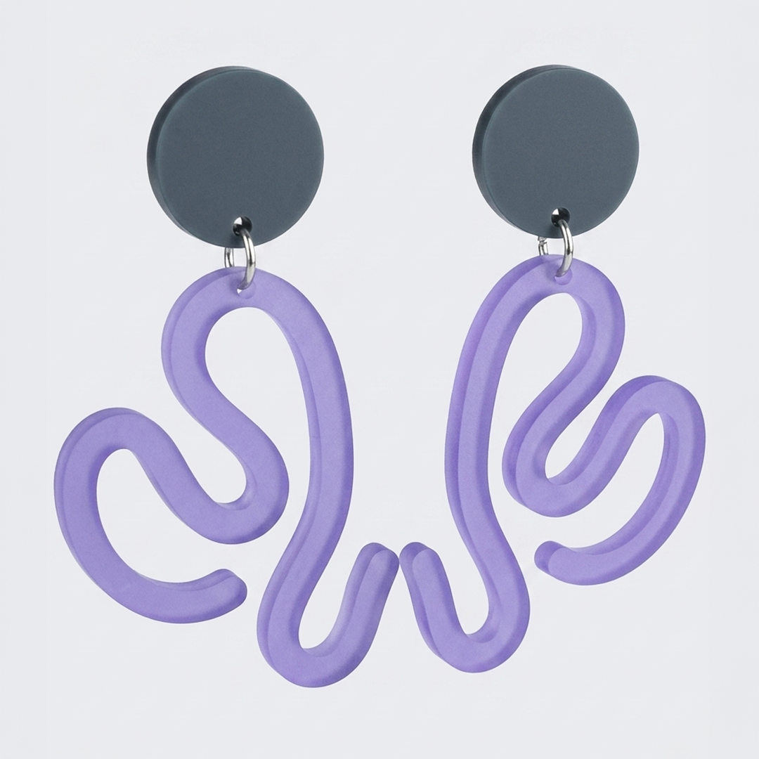 Tangle Earrings in lilac and dark grey