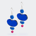Wave Earrings in blue with pink accent