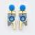 Power Earrings in blue, grey and gold